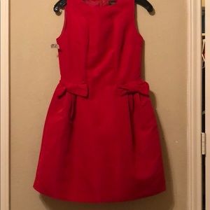 red flair out dress